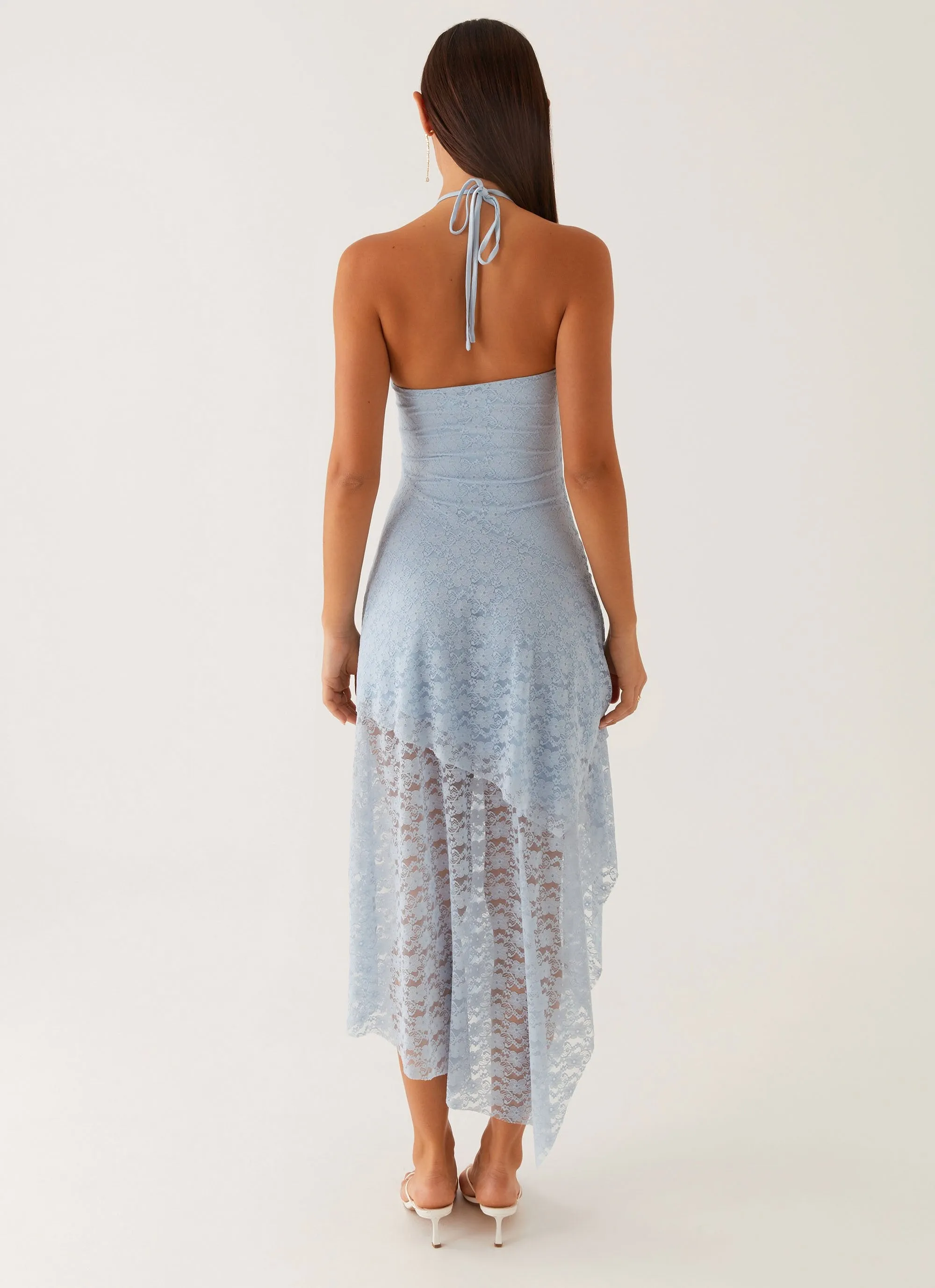 Lyndal Lace Midi Dress - Blue Nordic Calm Grace Walk
