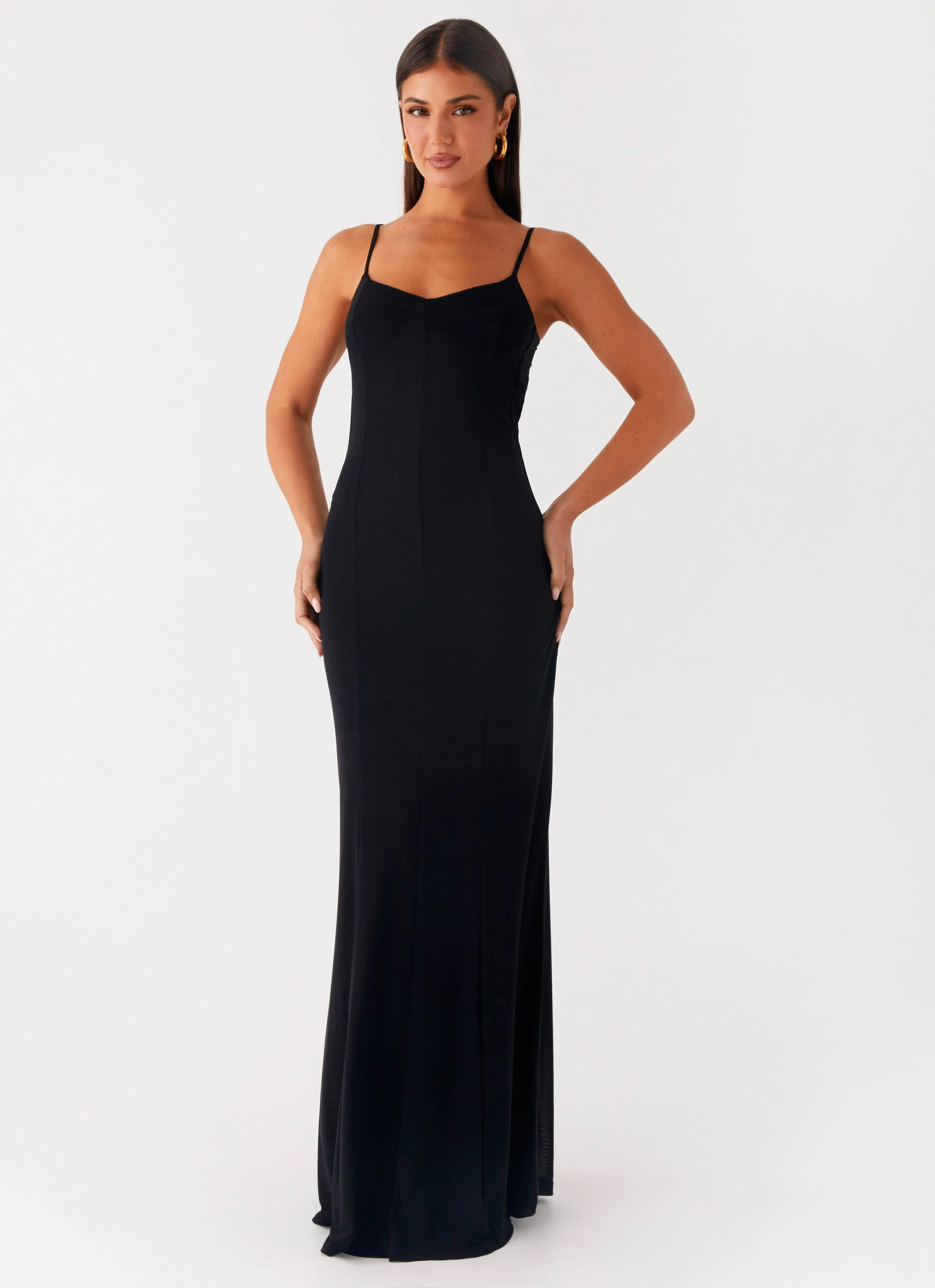 Serene Escape Maxi Dress - Black Layered Fabric