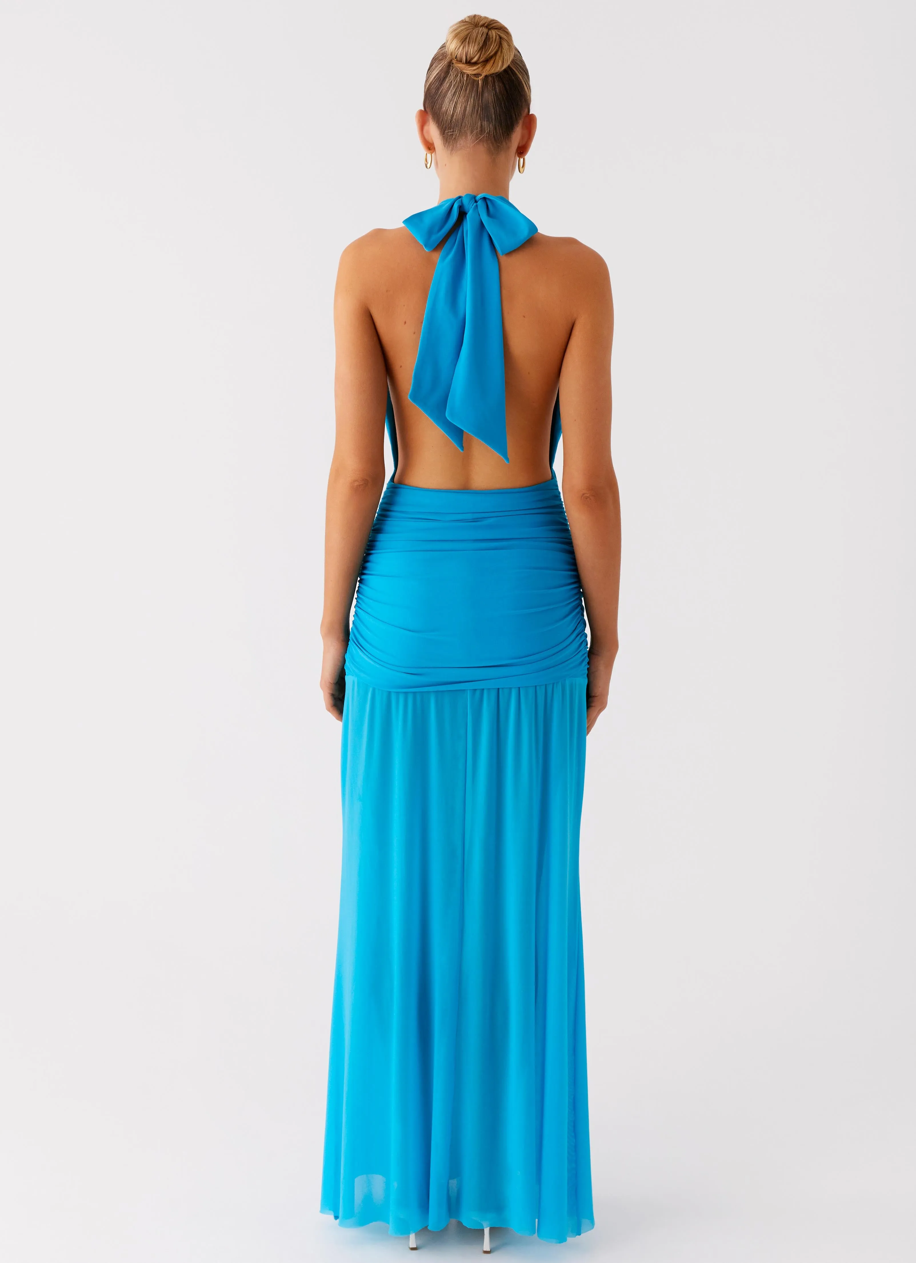 Dilemma Halter Maxi Dress - Turquoise Blue Chic Style Wear