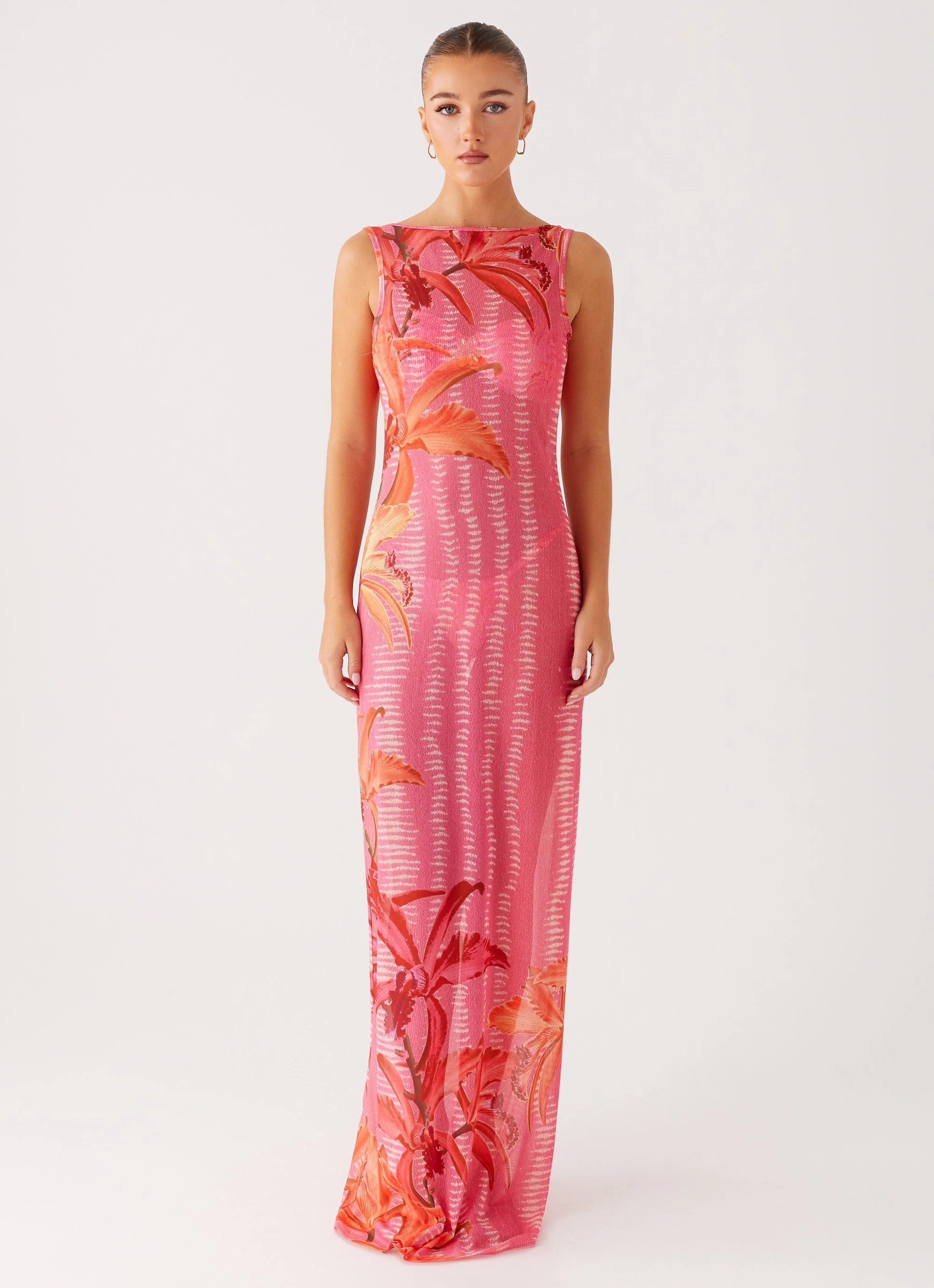 Vibrant Design Profile Enhancer Sorella Maxi Dress - Tropical Pink Print