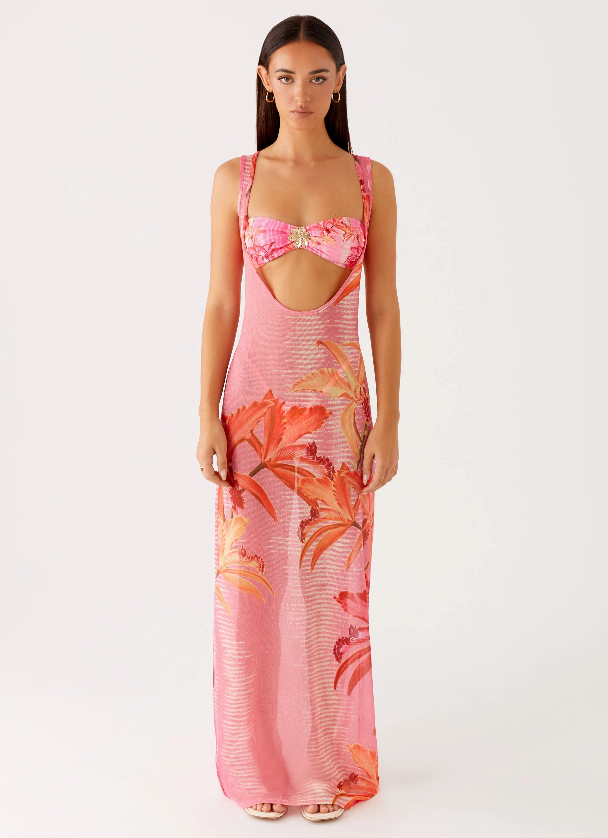 Bold Color Sorella Maxi Dress - Tropical Pink Print