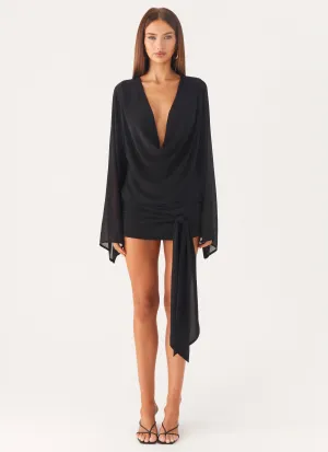 Sorrel Long Sleeve Mini Dress - Black Clean Chic Rooftop-Event