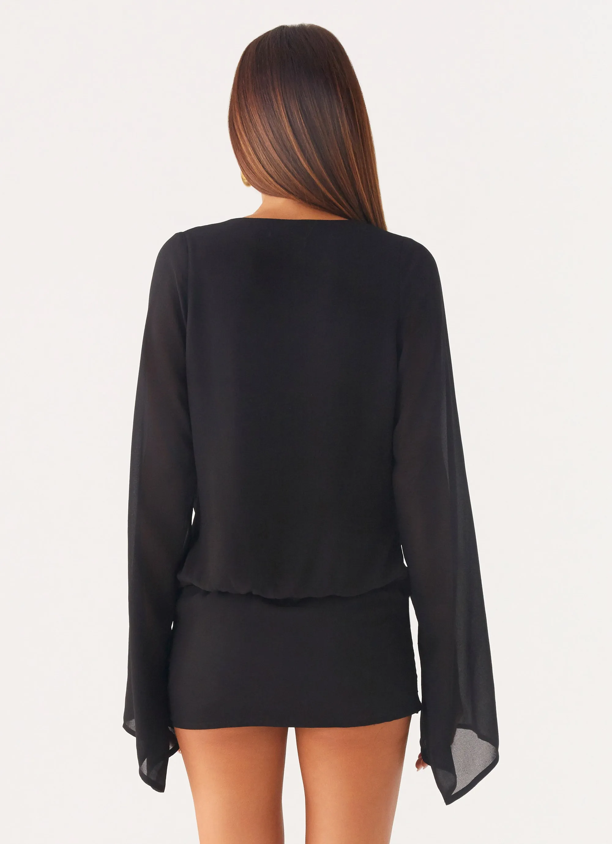 Sorrel Long Sleeve Mini Dress - Black Minimal Motion