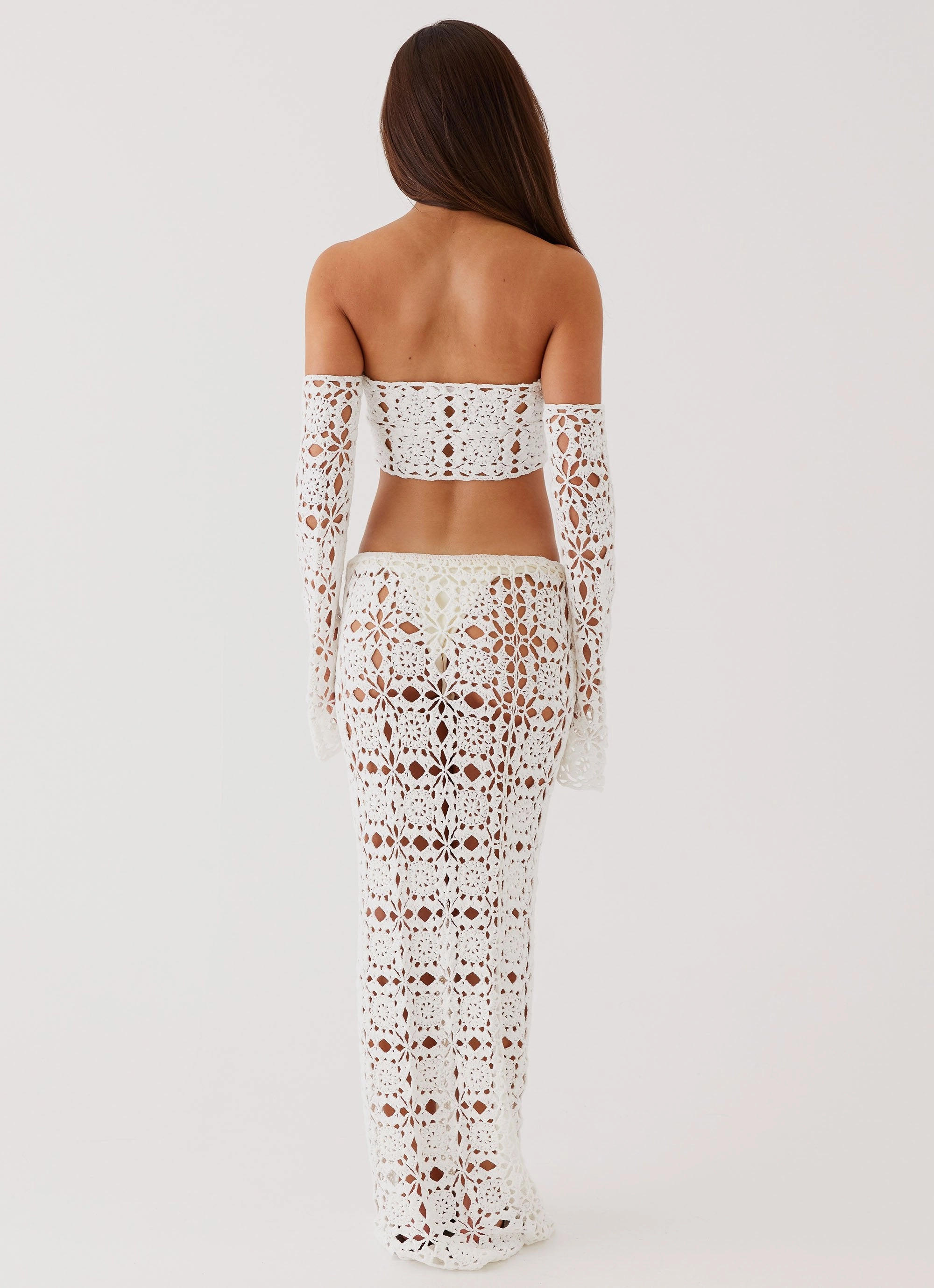 Sorrentino Crochet Long Sleeve Top - White CompressionTechnology