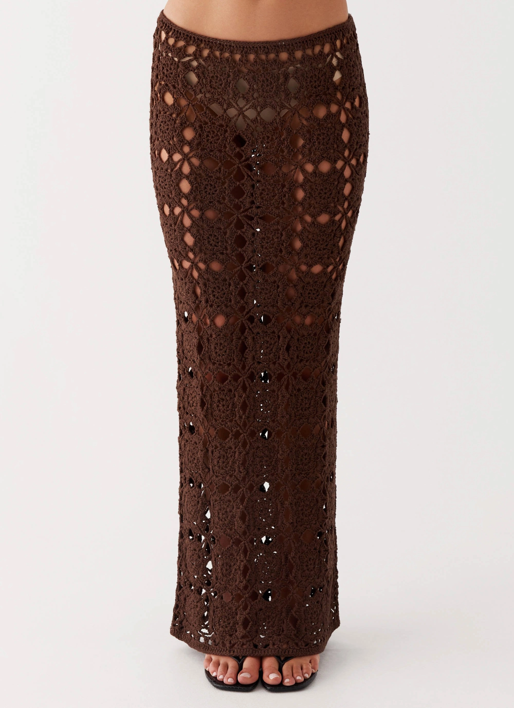 Sorrentino Crochet Maxi Skirt - Chocolate Windproof coating Weekend Wear