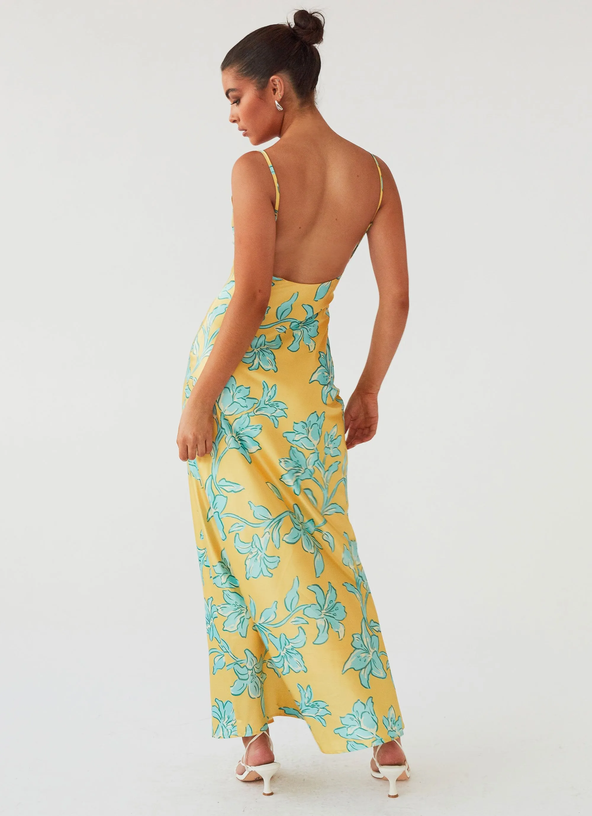 Vibrant evening gown BiasCutSilhouette Sorrento Sun Maxi Dress - Golden Bloom