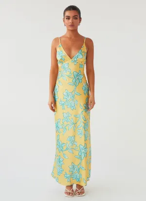 Sorrento Sun Maxi Dress - Golden Bloom Cool Texture Travel Edge
