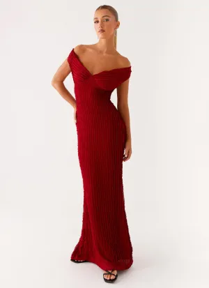 Chantelle Maxi Dress - Red Casual Days Mixed Fabric