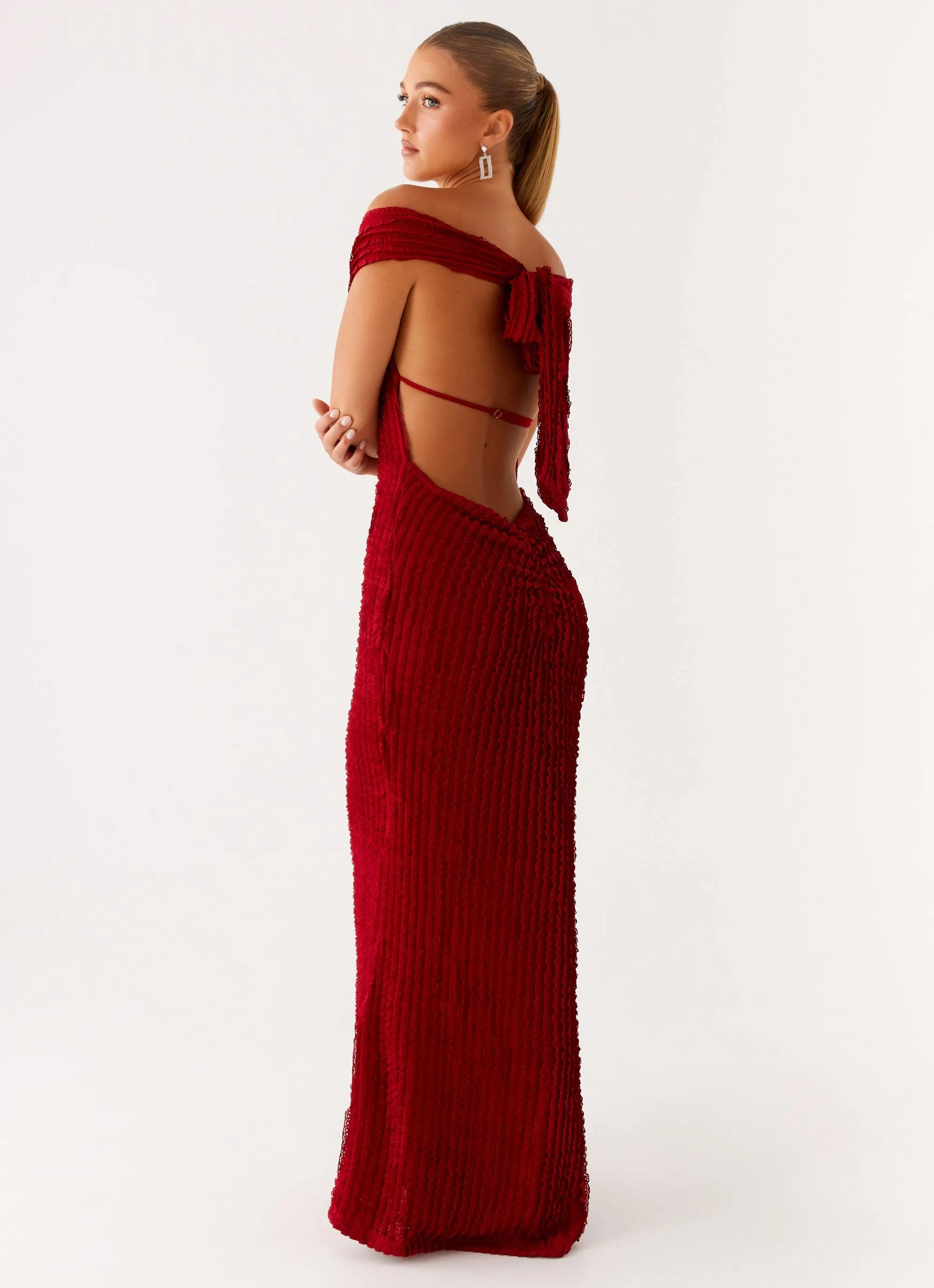 Chantelle Maxi Dress - Red Floating Shape Classic and Modern