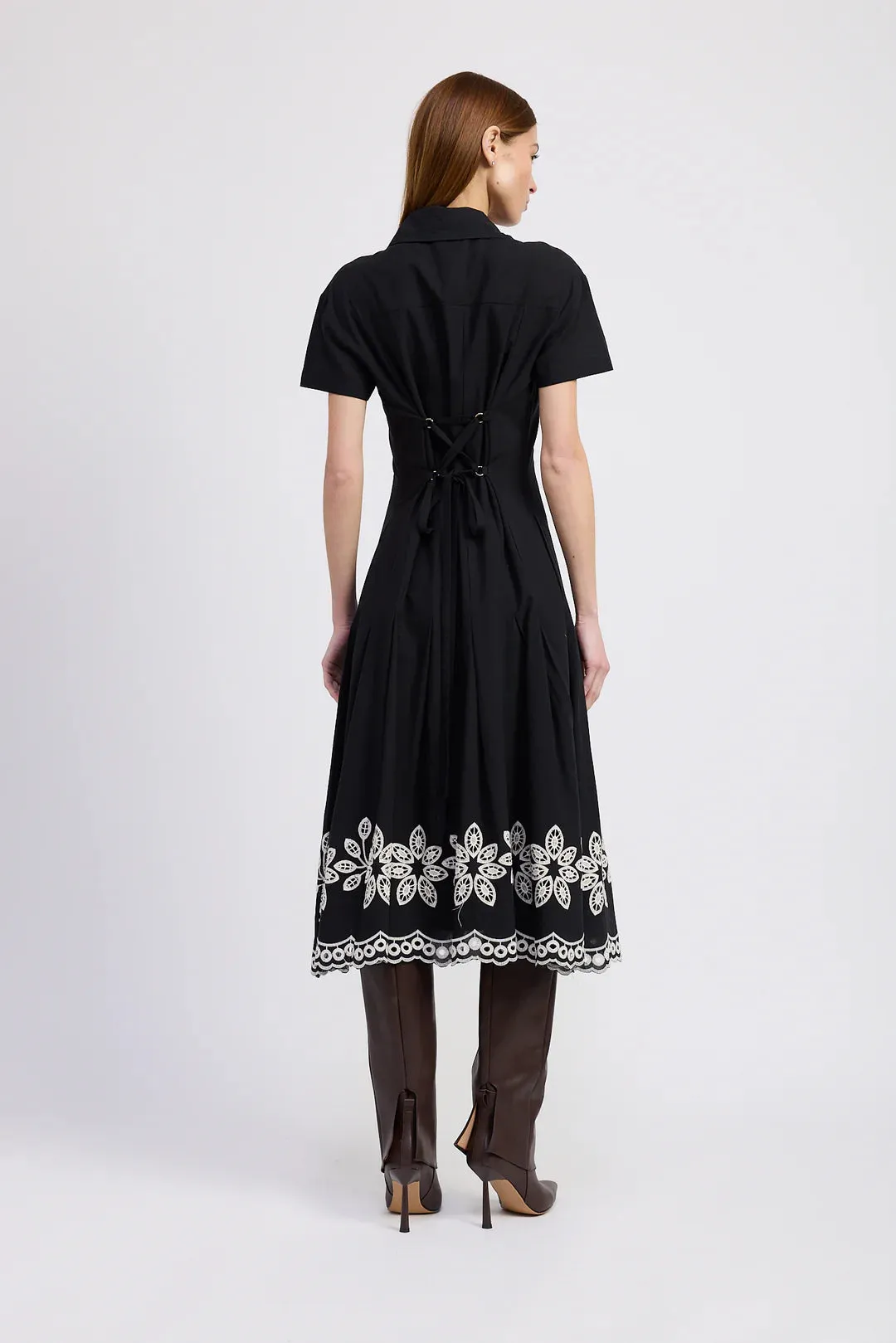 En Saison Isidora Midi Shirt Dress Black Natural Chic boho dress