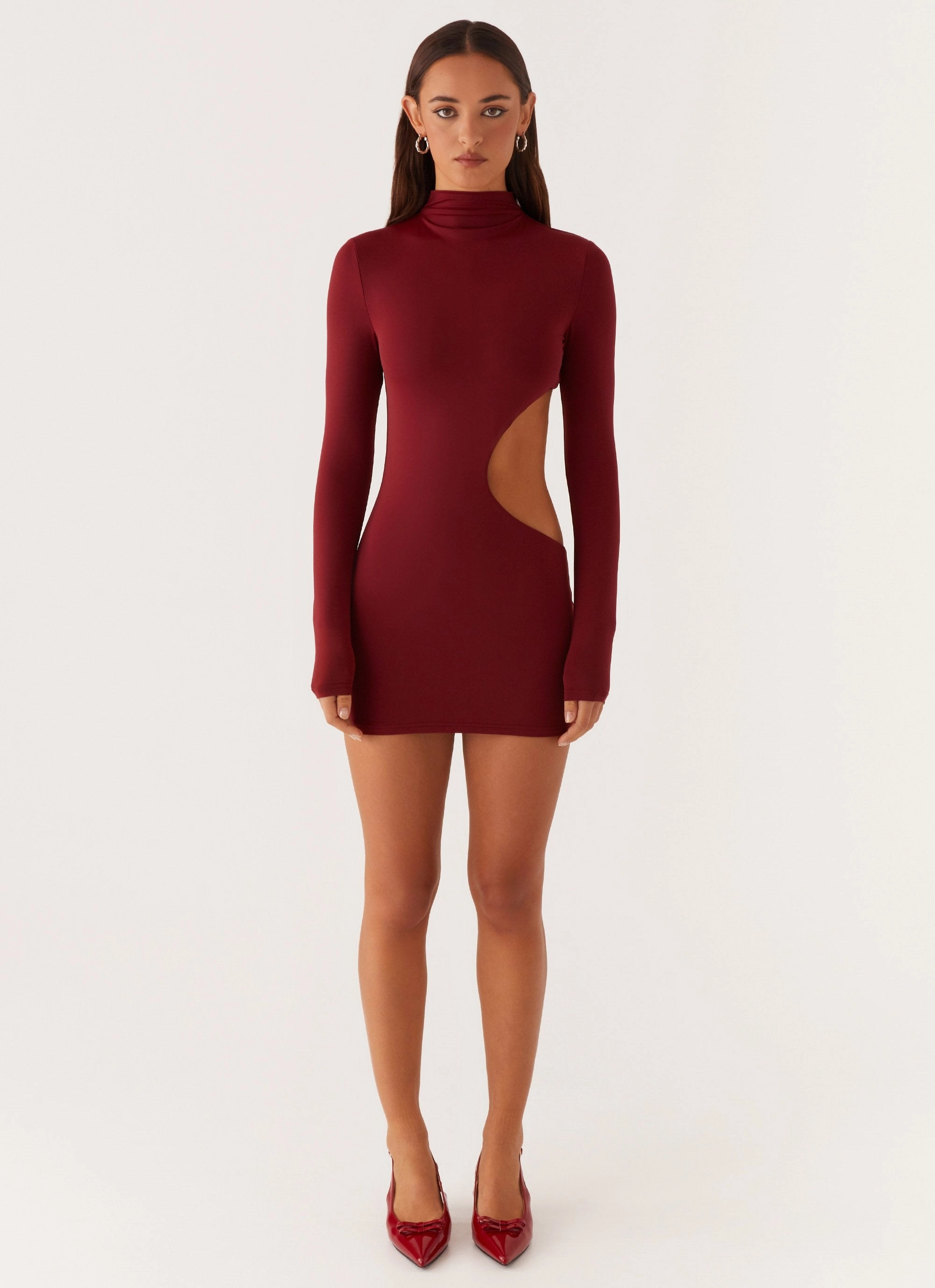 Rora Cut Out Mini Dress - Mulberry Flattering bodycon dress