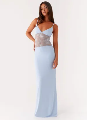 Elegant Vibe Padded-Bust Envy Maxi Dress - Blue