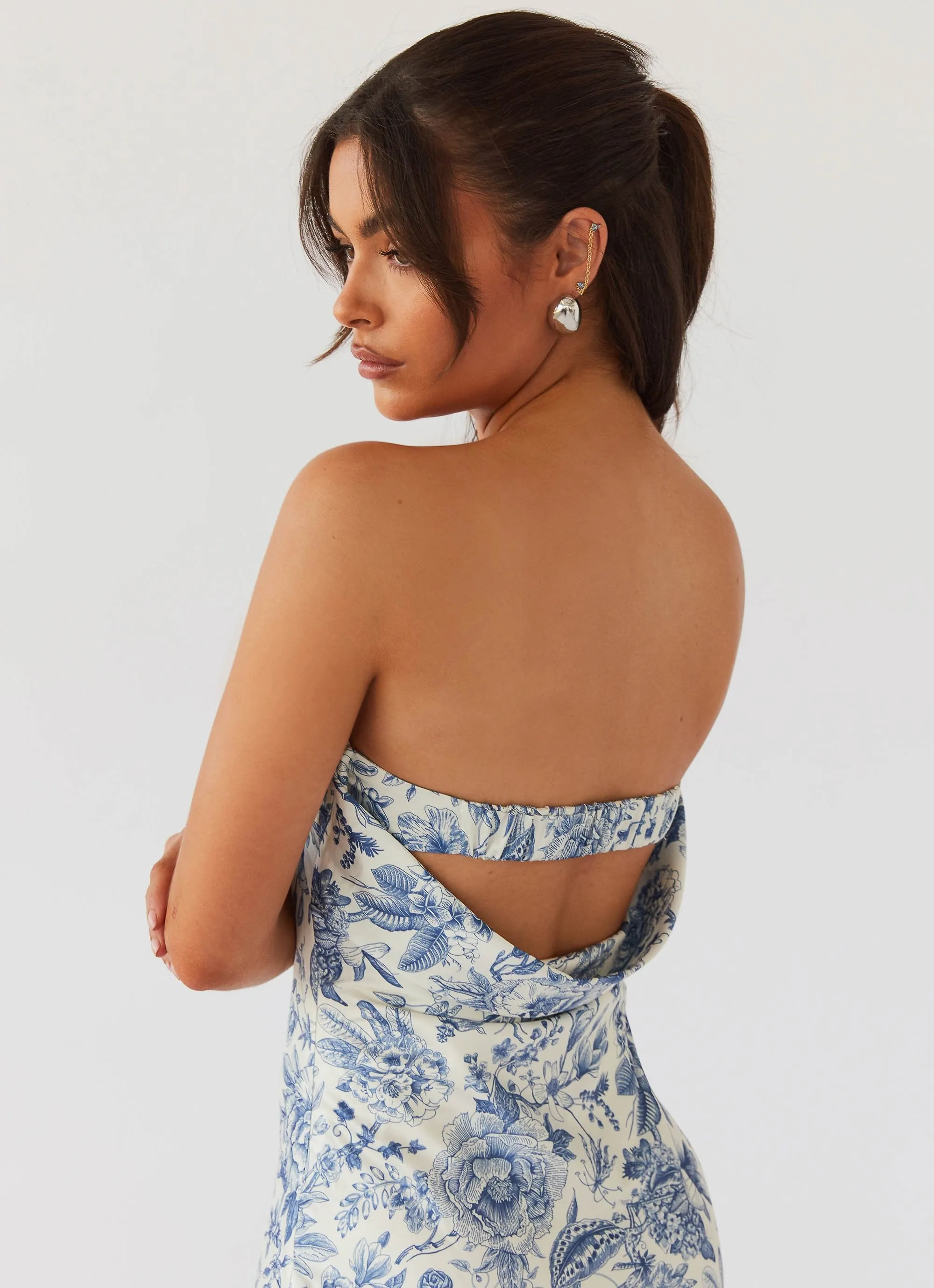 Stretchable Decorative-Design Summer Lover Maxi Dress - Blue Paisley