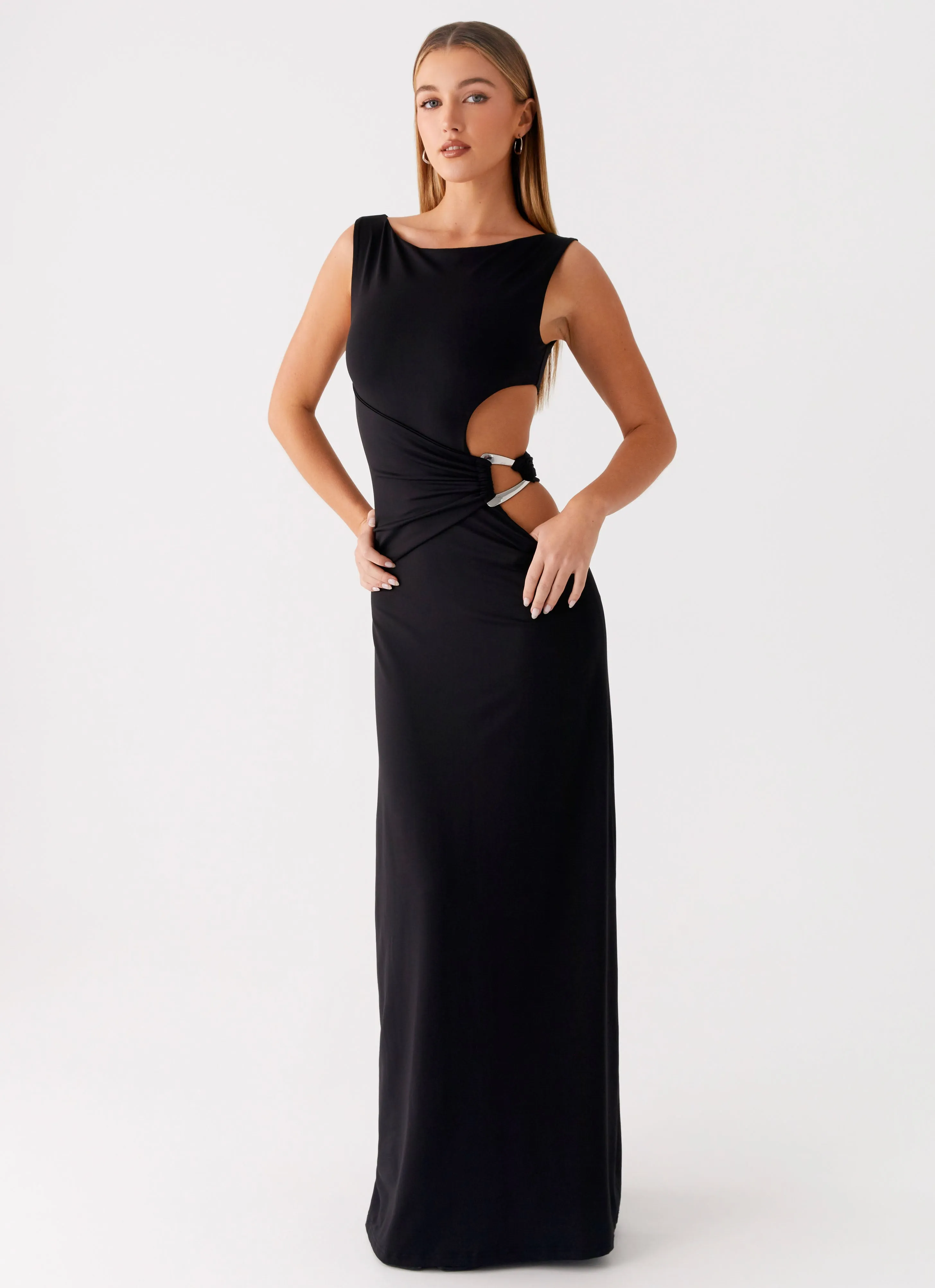 Jayana Maxi Dress - Black Vibrant Design Work or Casual