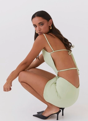 Lindsey Cutout Mini Dress - Green Zest Neat Finish