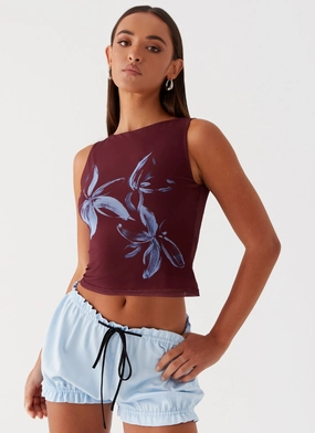 Speak Now Mesh Top - Brown AntiPillingTechnology Double Needle Hemming