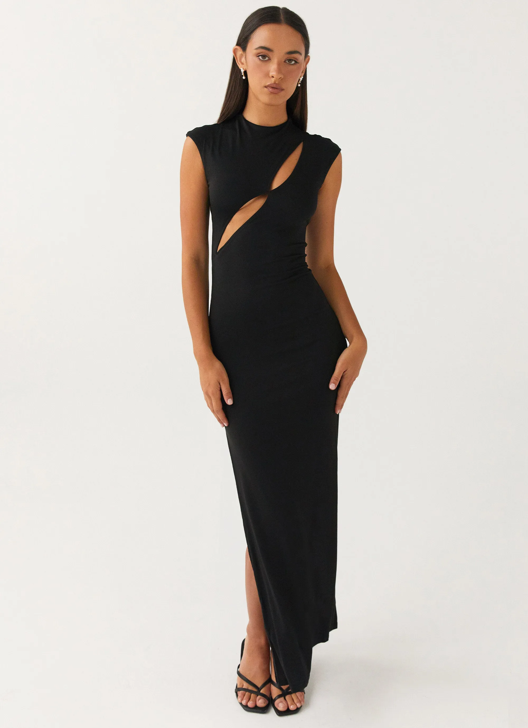 Special Affair Maxi Dress - Black Cool Layers Mesh-Detail