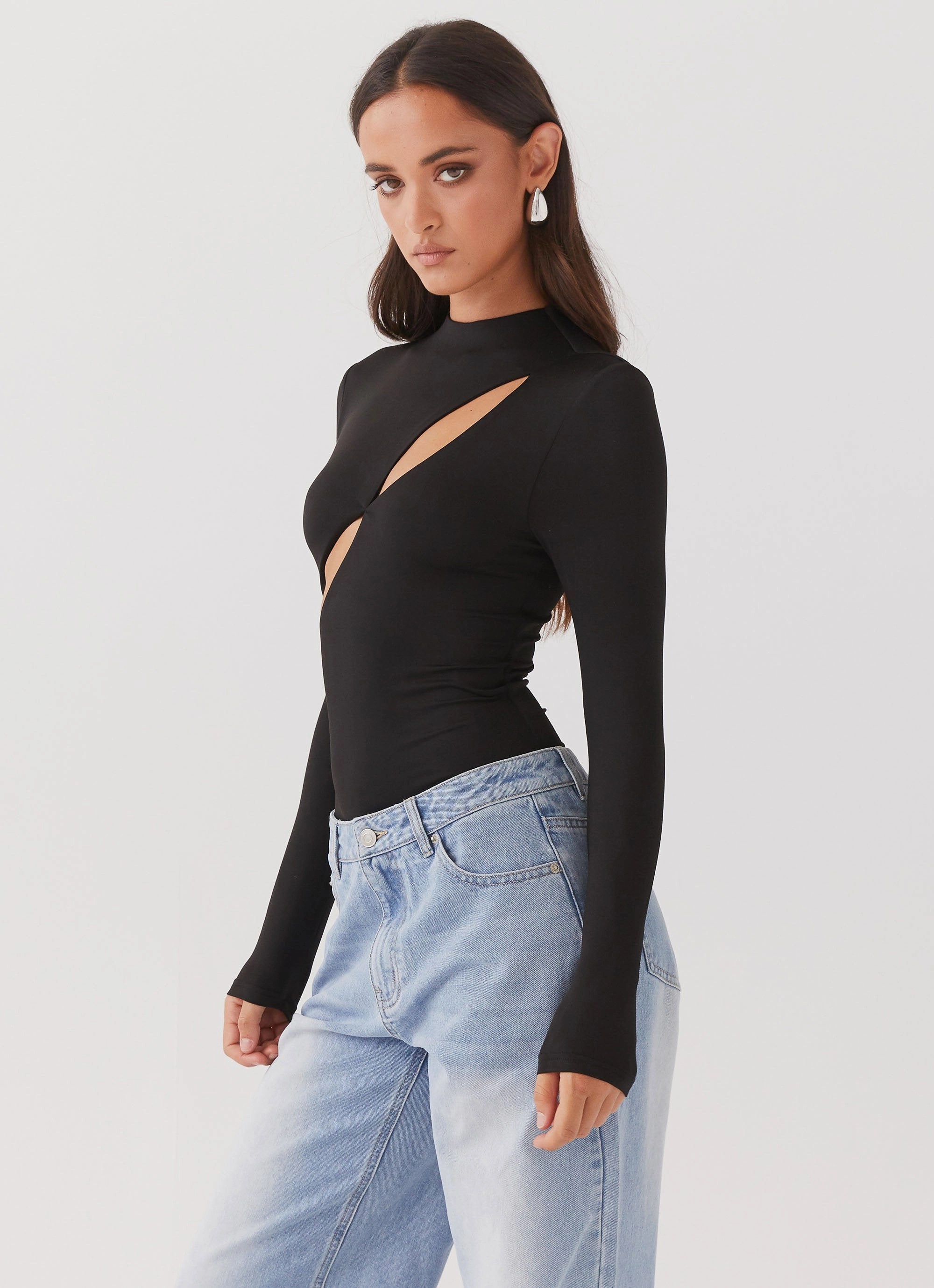 Breathable mesh lining SublimatedPrint Special Affair Long Sleeve Bodysuit - Black