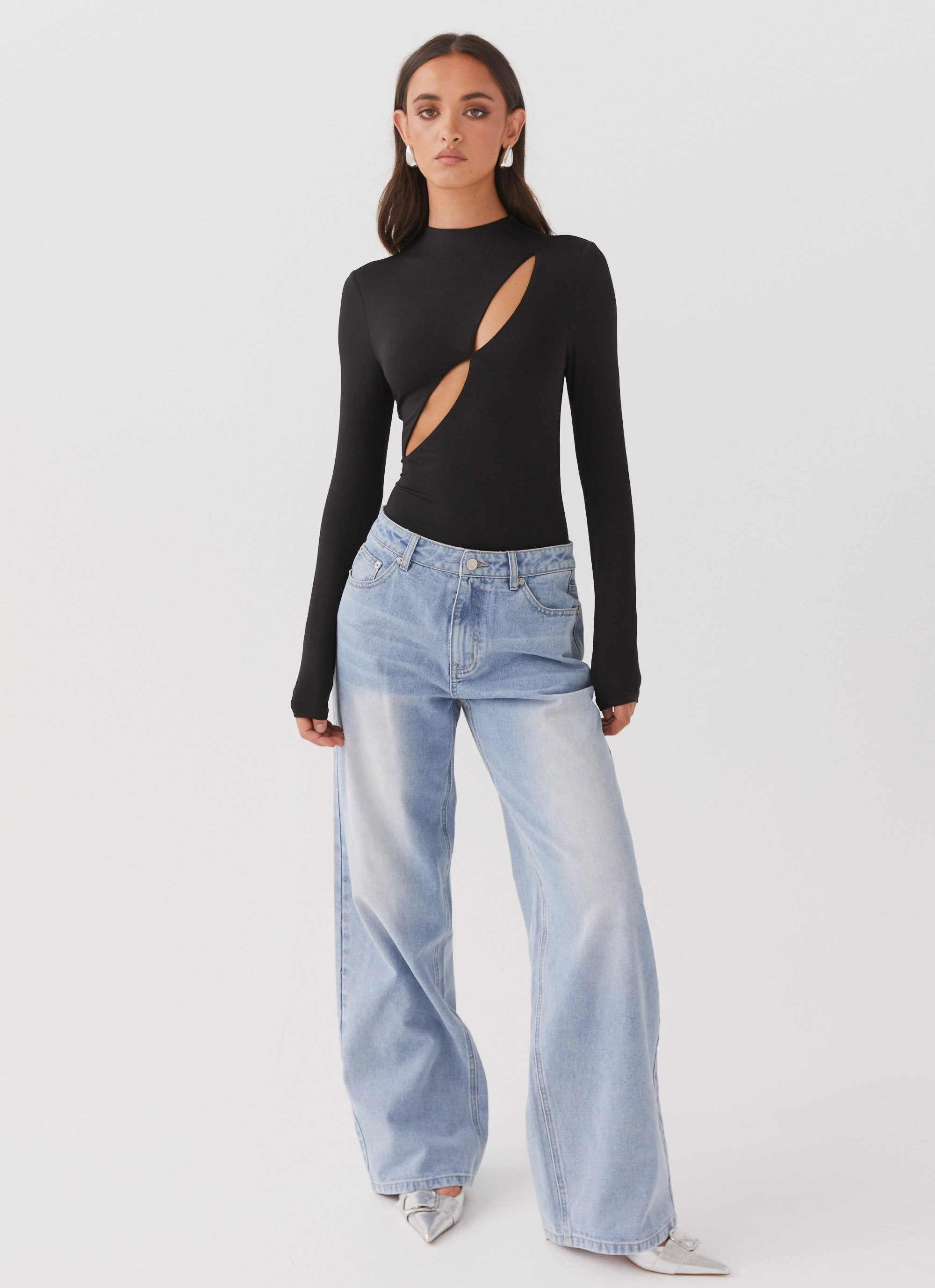 Special Affair Long Sleeve Bodysuit - Black Bound Seam Edges