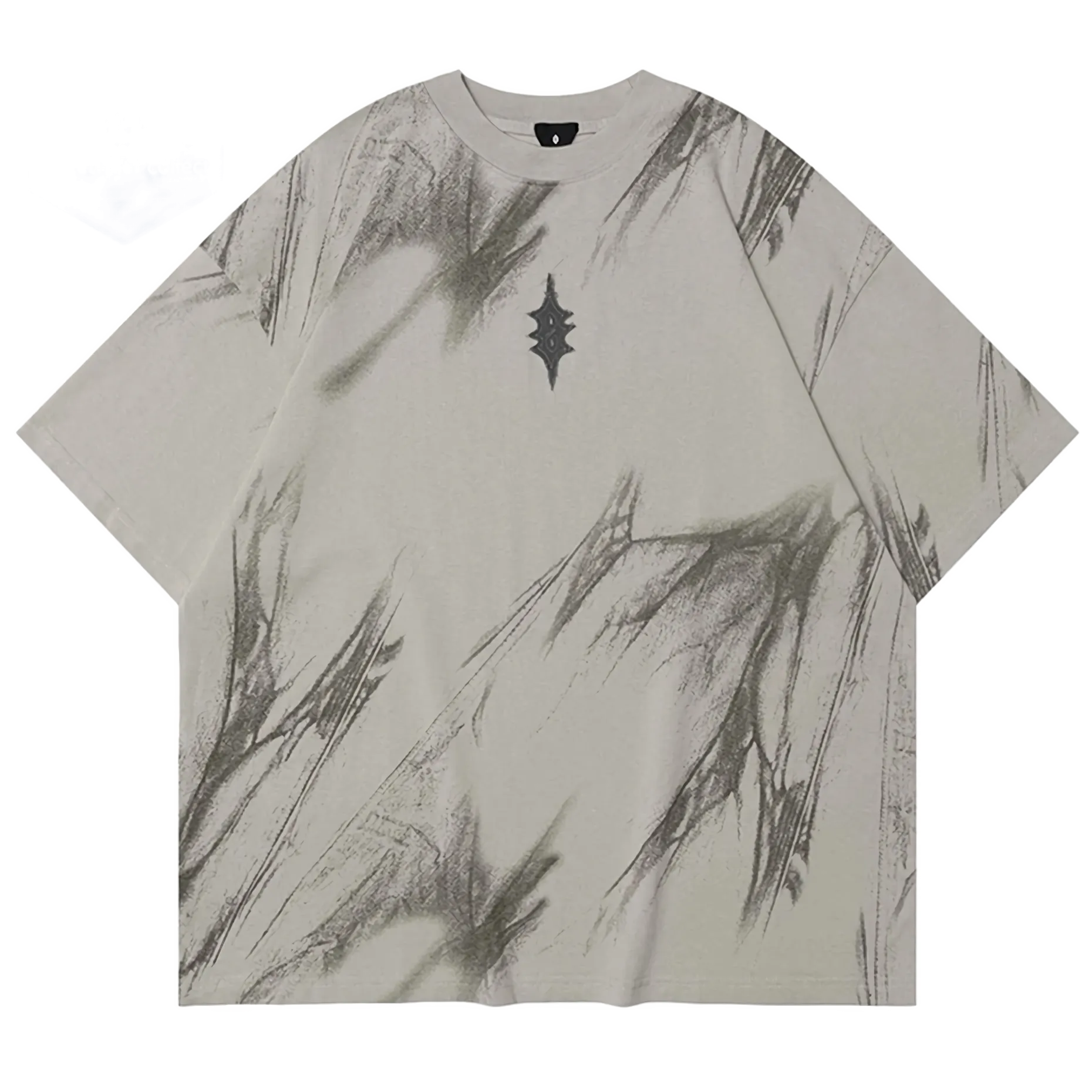 'Spectral' Abstract Print Oversized Cotton T-Shirt