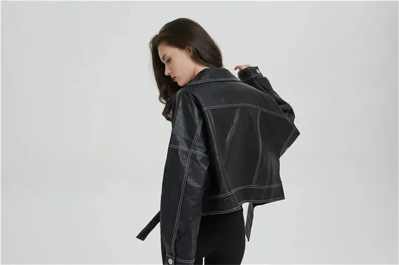 Split Hem Faux Leather Jacket