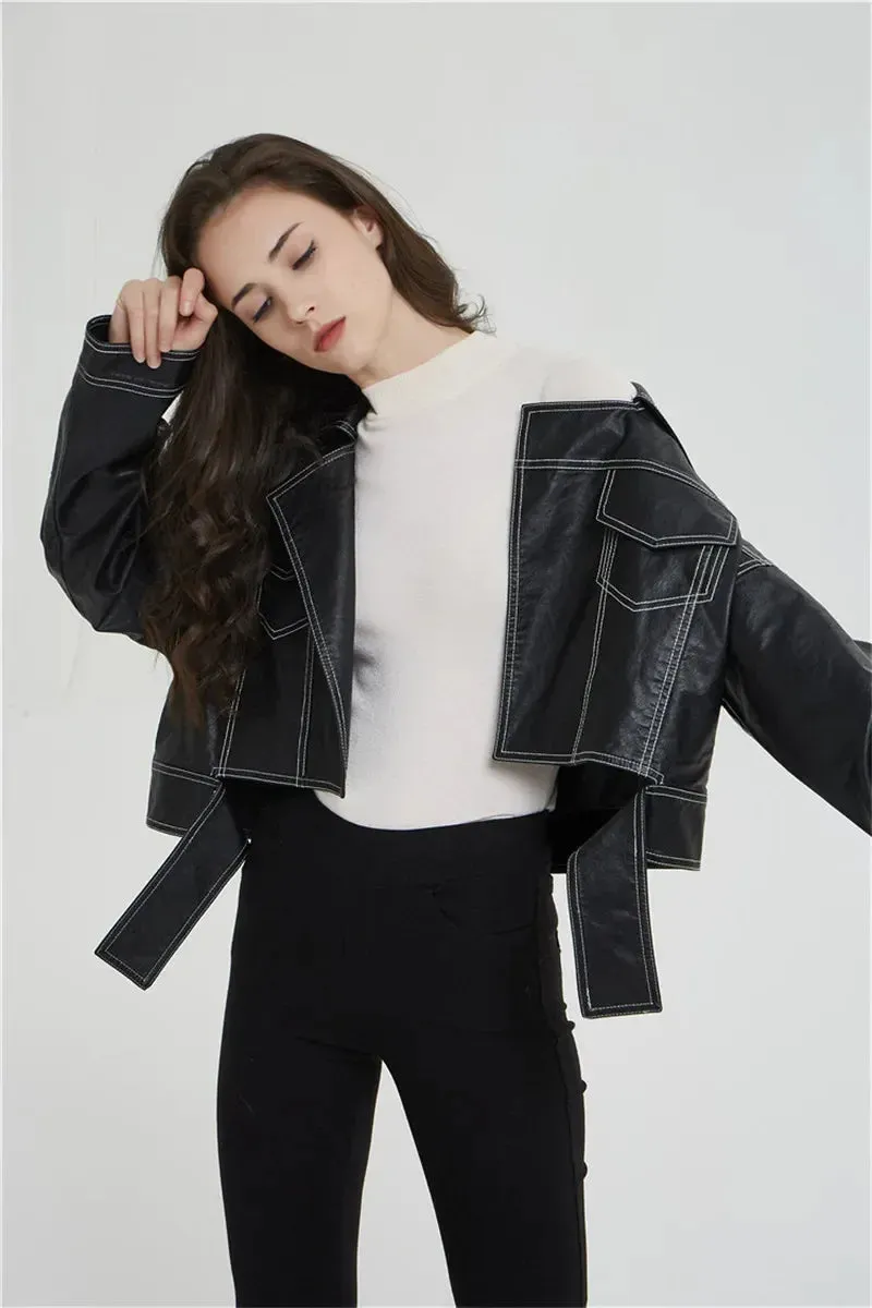 Split Hem Faux Leather Jacket