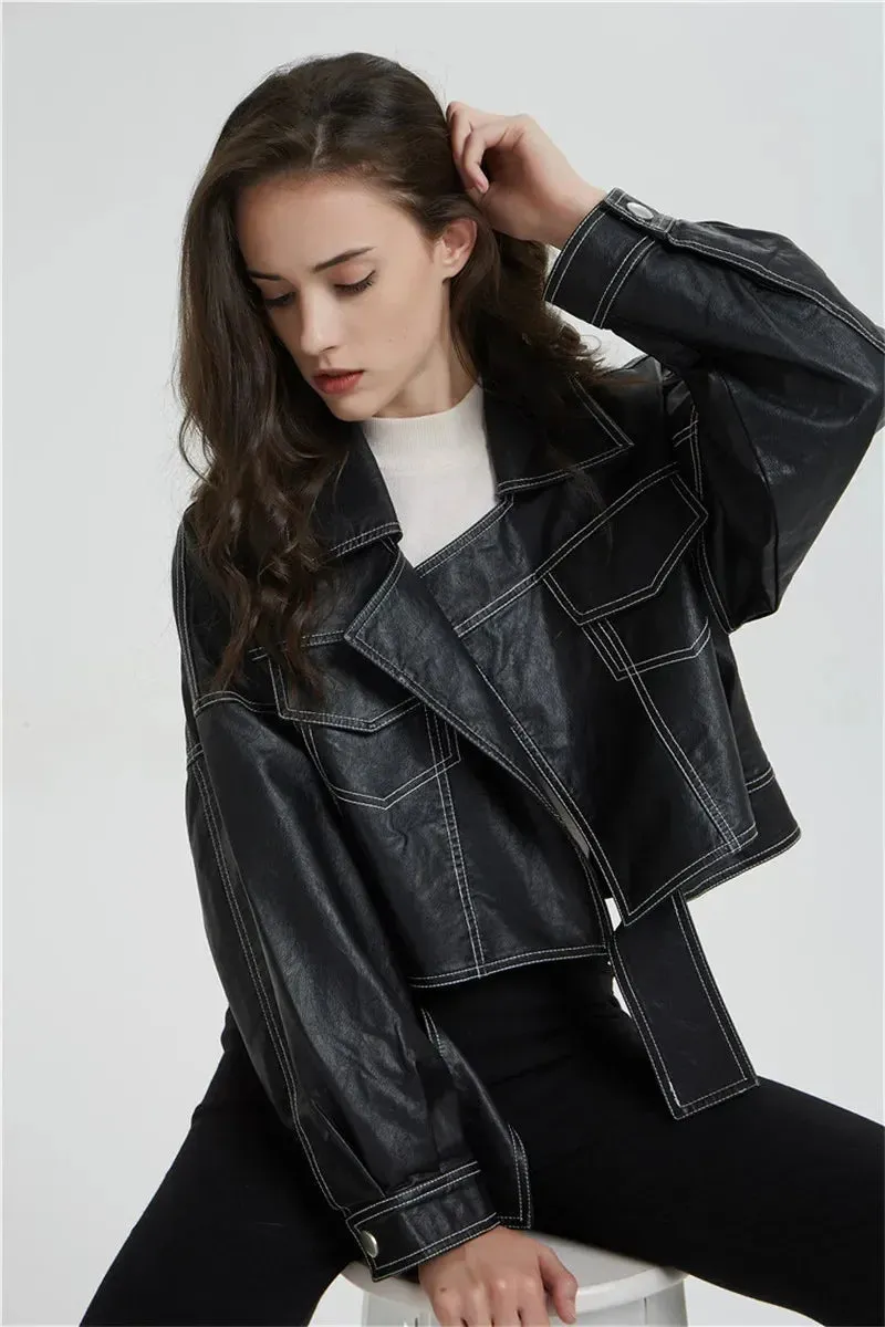 Split Hem Faux Leather Jacket