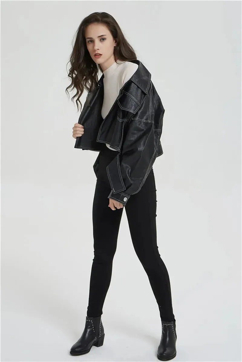 Split Hem Faux Leather Jacket