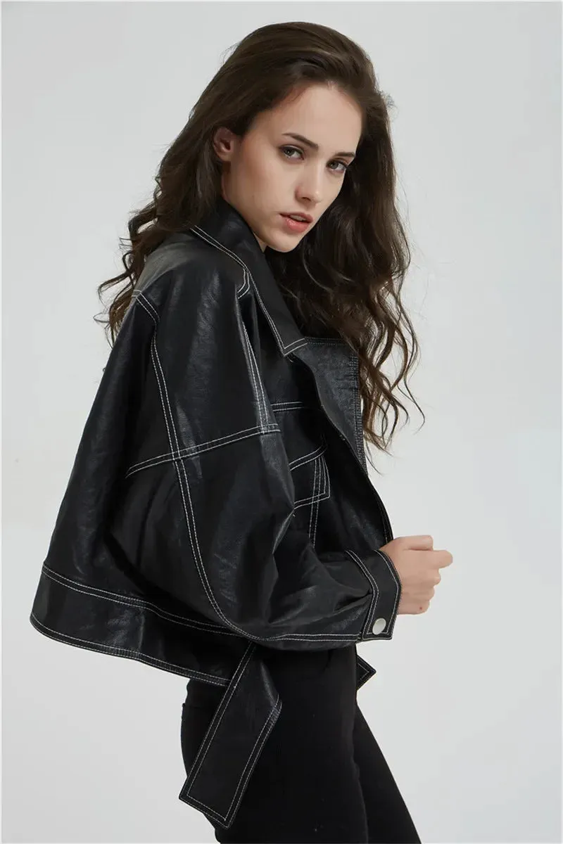 Split Hem Faux Leather Jacket