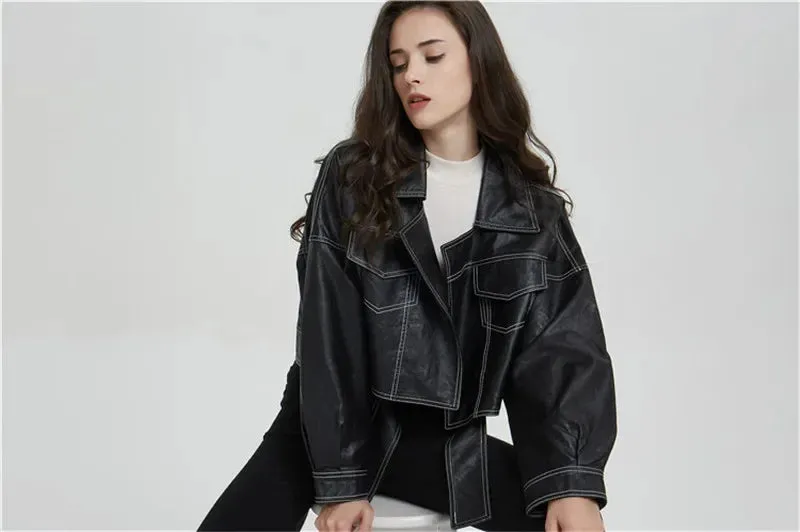 Split Hem Faux Leather Jacket