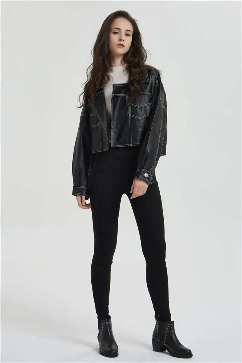 Split Hem Faux Leather Jacket
