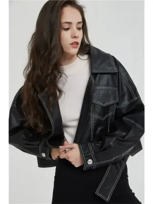 Split Hem Faux Leather Jacket