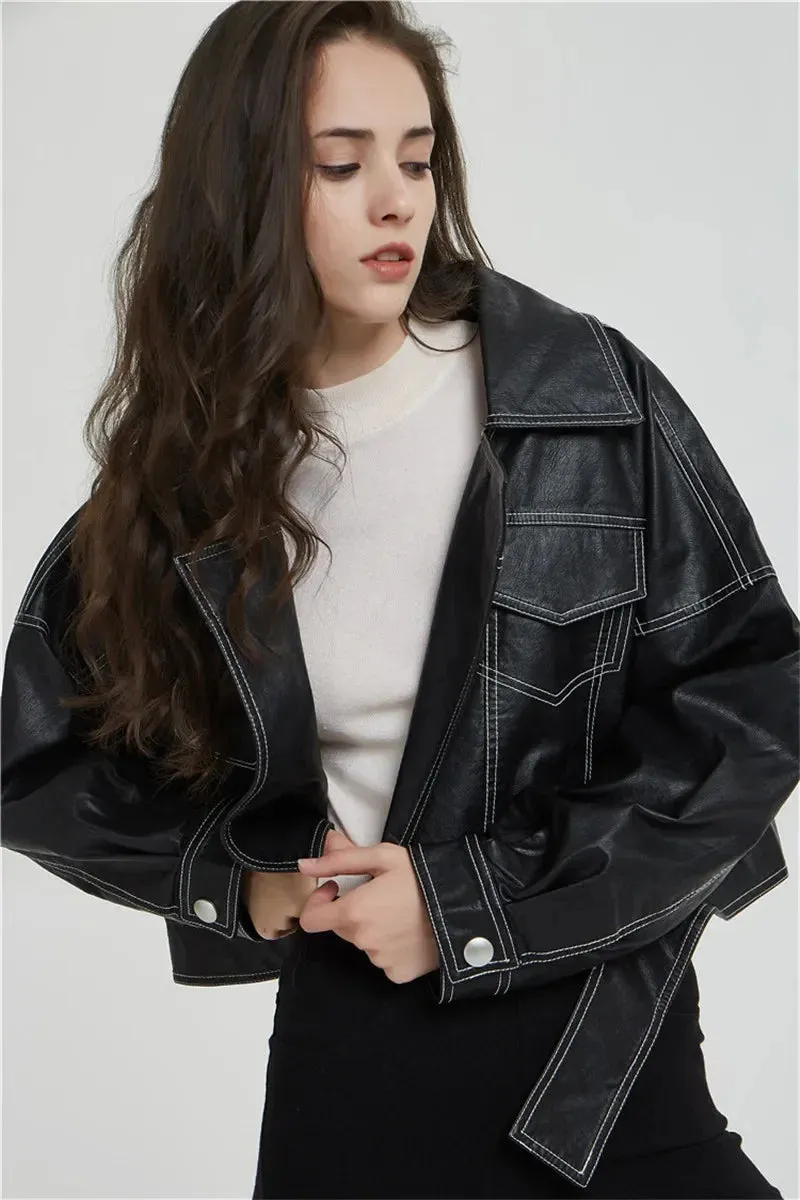 Split Hem Faux Leather Jacket