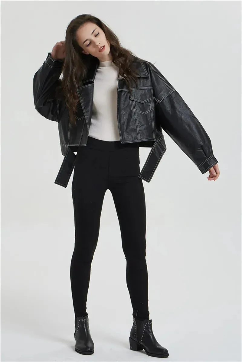 Split Hem Faux Leather Jacket