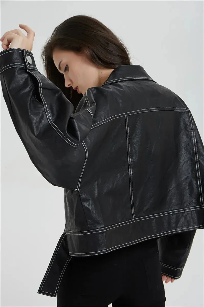 Split Hem Faux Leather Jacket