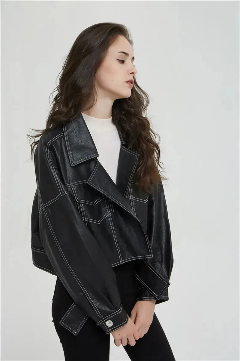 Split Hem Faux Leather Jacket