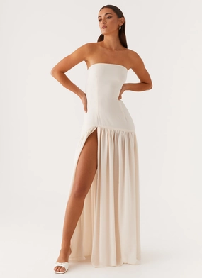 Eden Strapless Maxi Dress - Ivory Airy Drape Quick-Dry