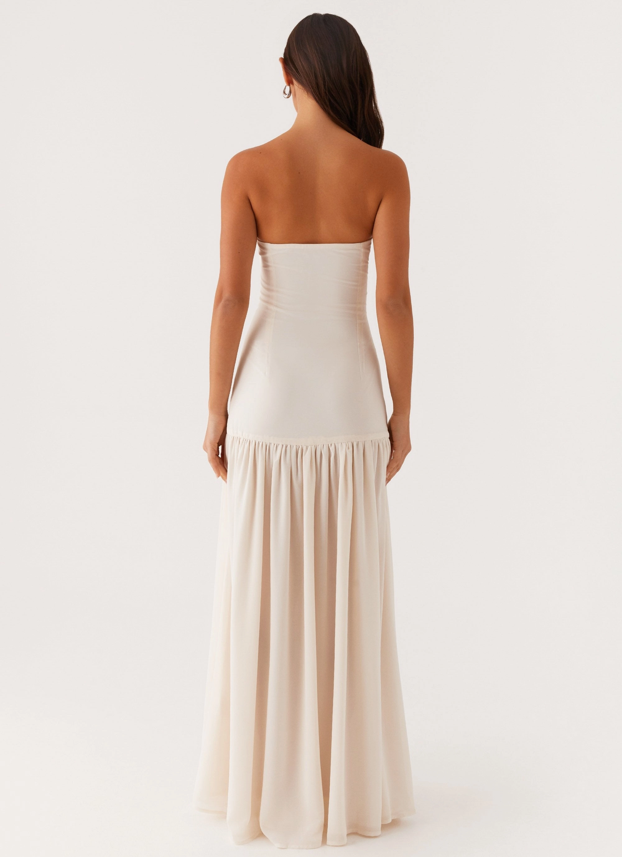 Draped Fabric Eden Strapless Maxi Dress - Ivory