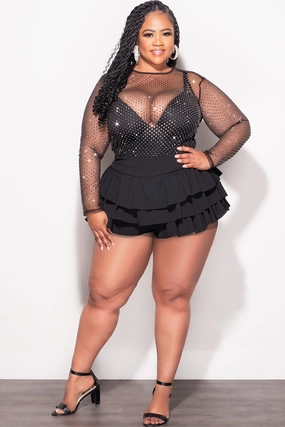 DurableConstruction Final Sale Plus Size Ruffle Layered Shorts in Black