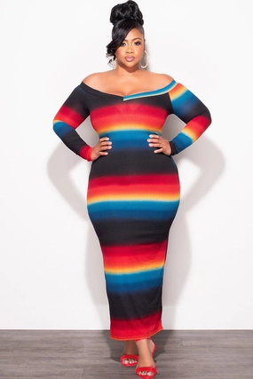 Final Sale Plus Size Off The Shoulder Dress in Black, Teal & Red Comfy All-Day Durable Twill