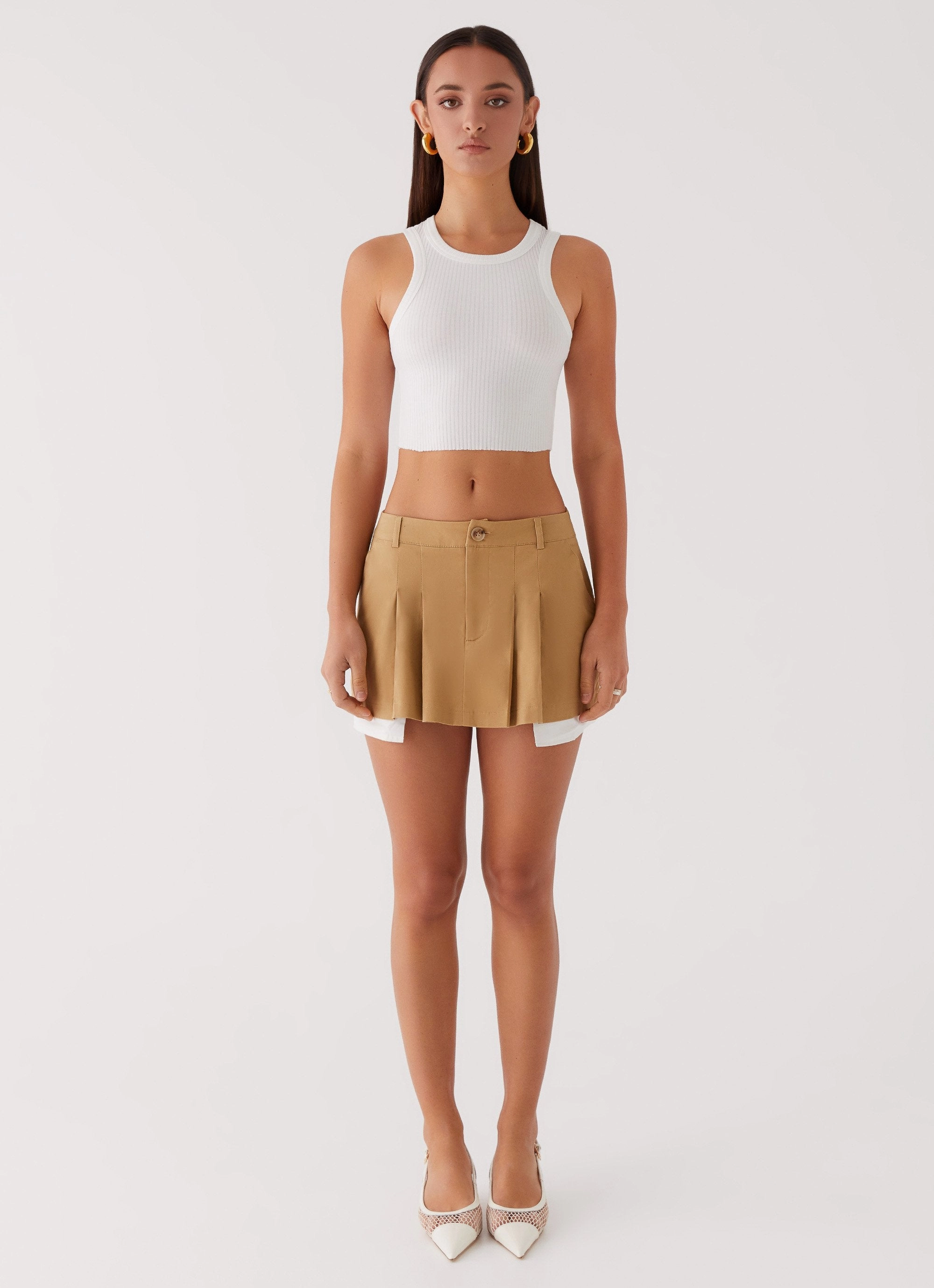 Tegan Cargo Mini Skirt - Tan Work Essential Breath Fit