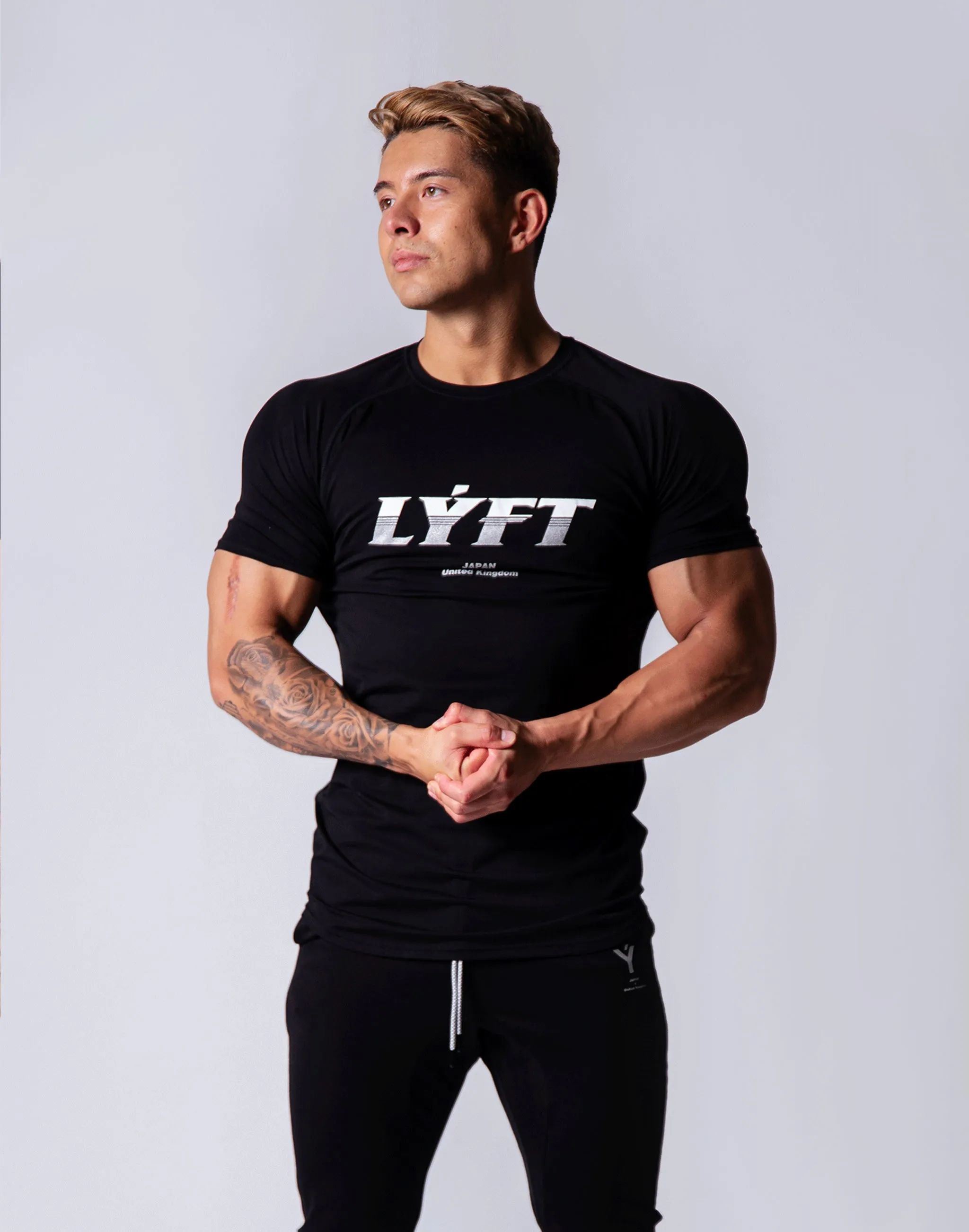Sportec Slim Fit T-Shirts / Black / White / Smoky Blue