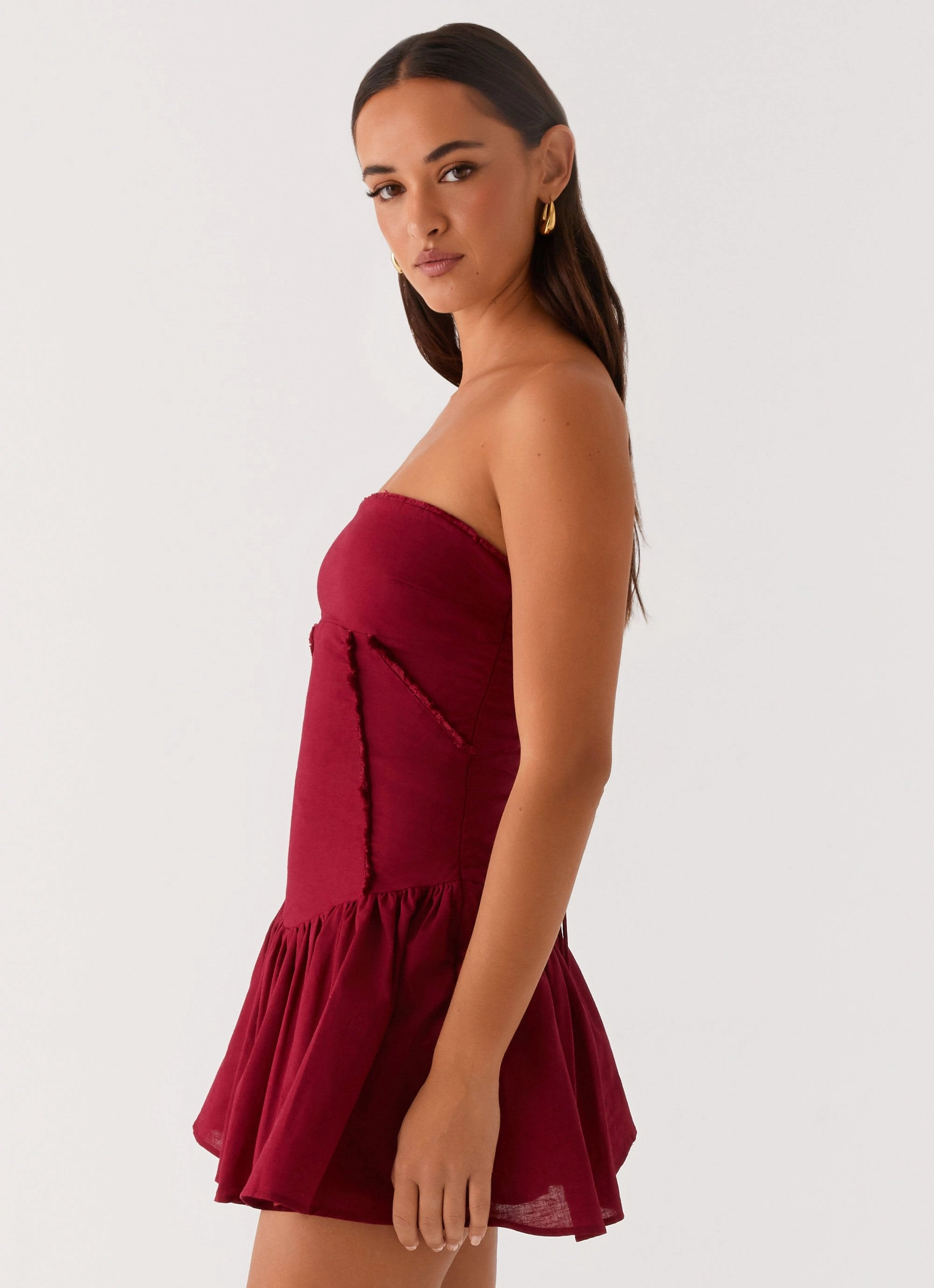 Larnie Linen Mini Dress - Deep Red Summer Staple Warranty-Included