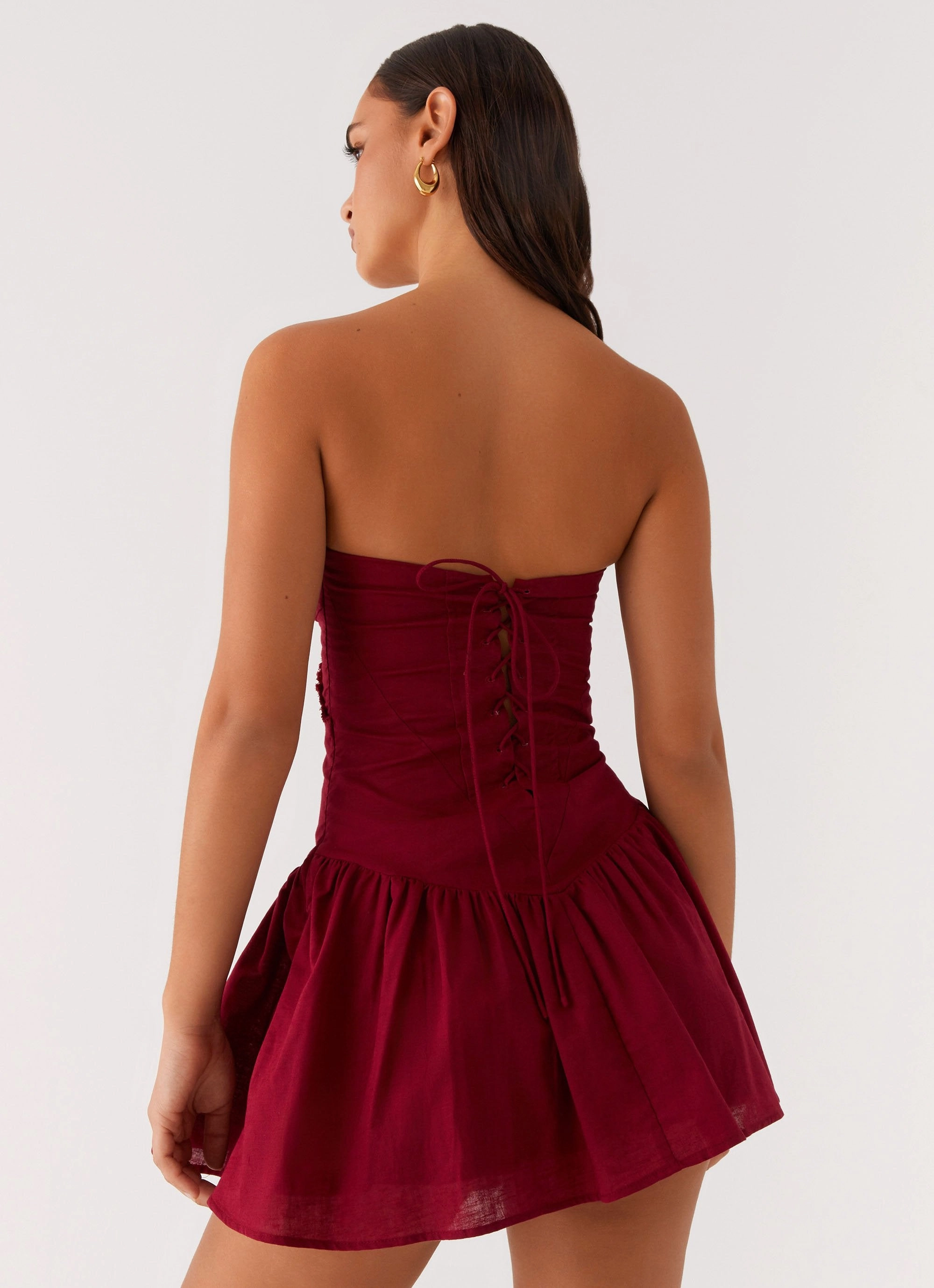 Larnie Linen Mini Dress - Deep Red Versatile Piece