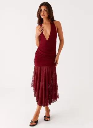 Daywear Fit Seasonal Essential Burnout Midi Dress - Maroon
