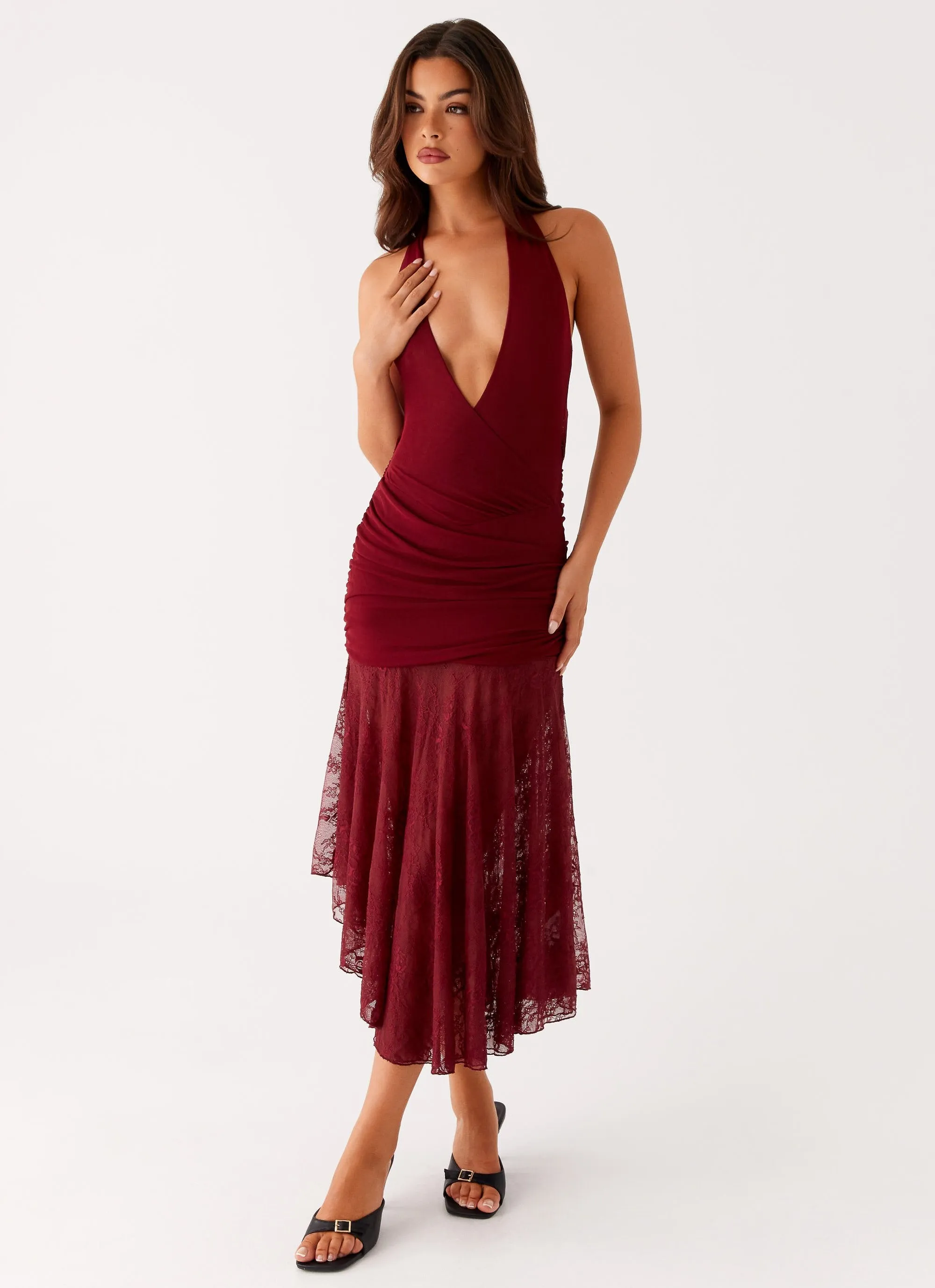 Daywear Fit Seasonal Essential Burnout Midi Dress - Maroon