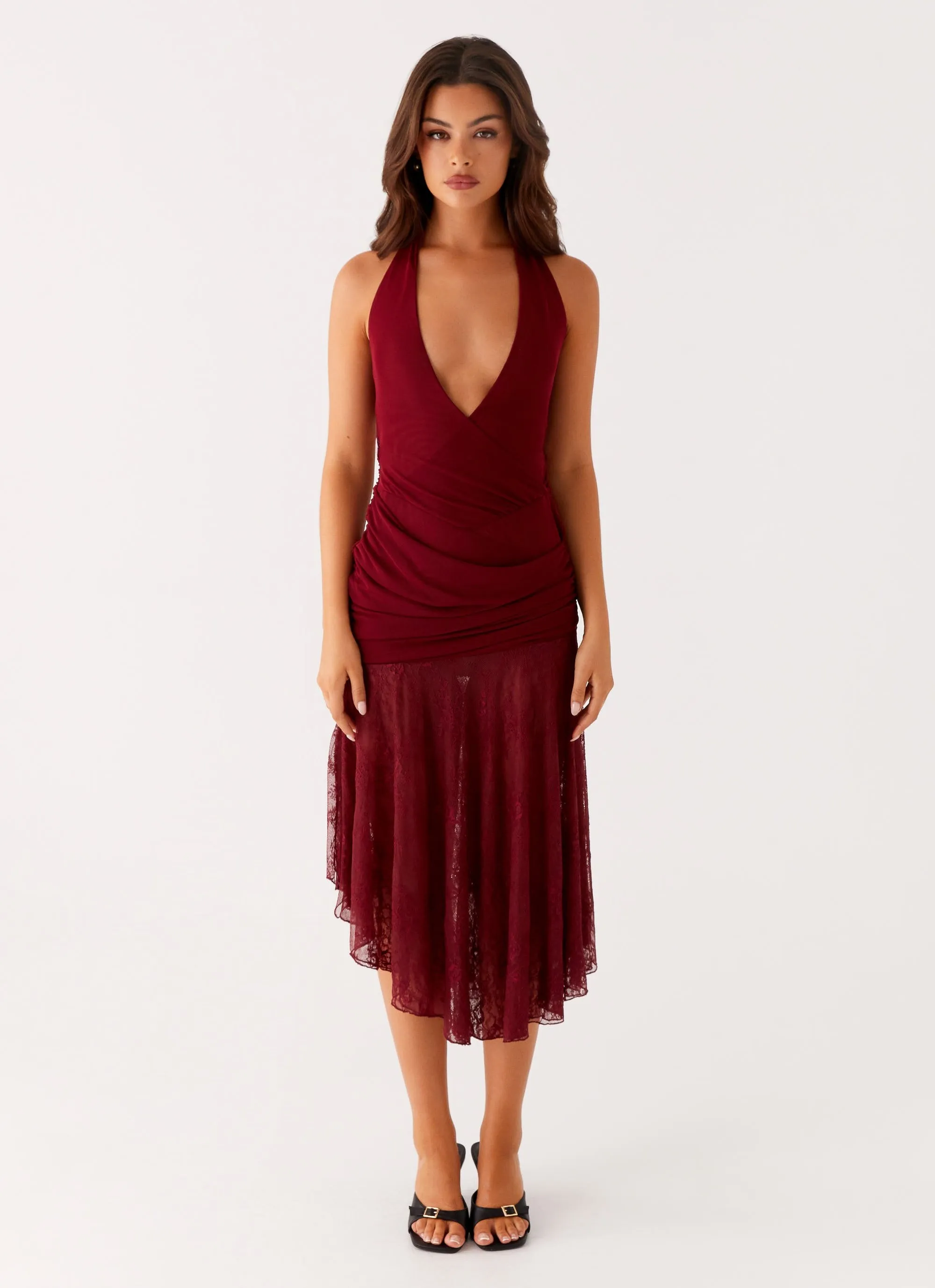 Burnout Midi Dress - Maroon London Cool Relaxed Mood