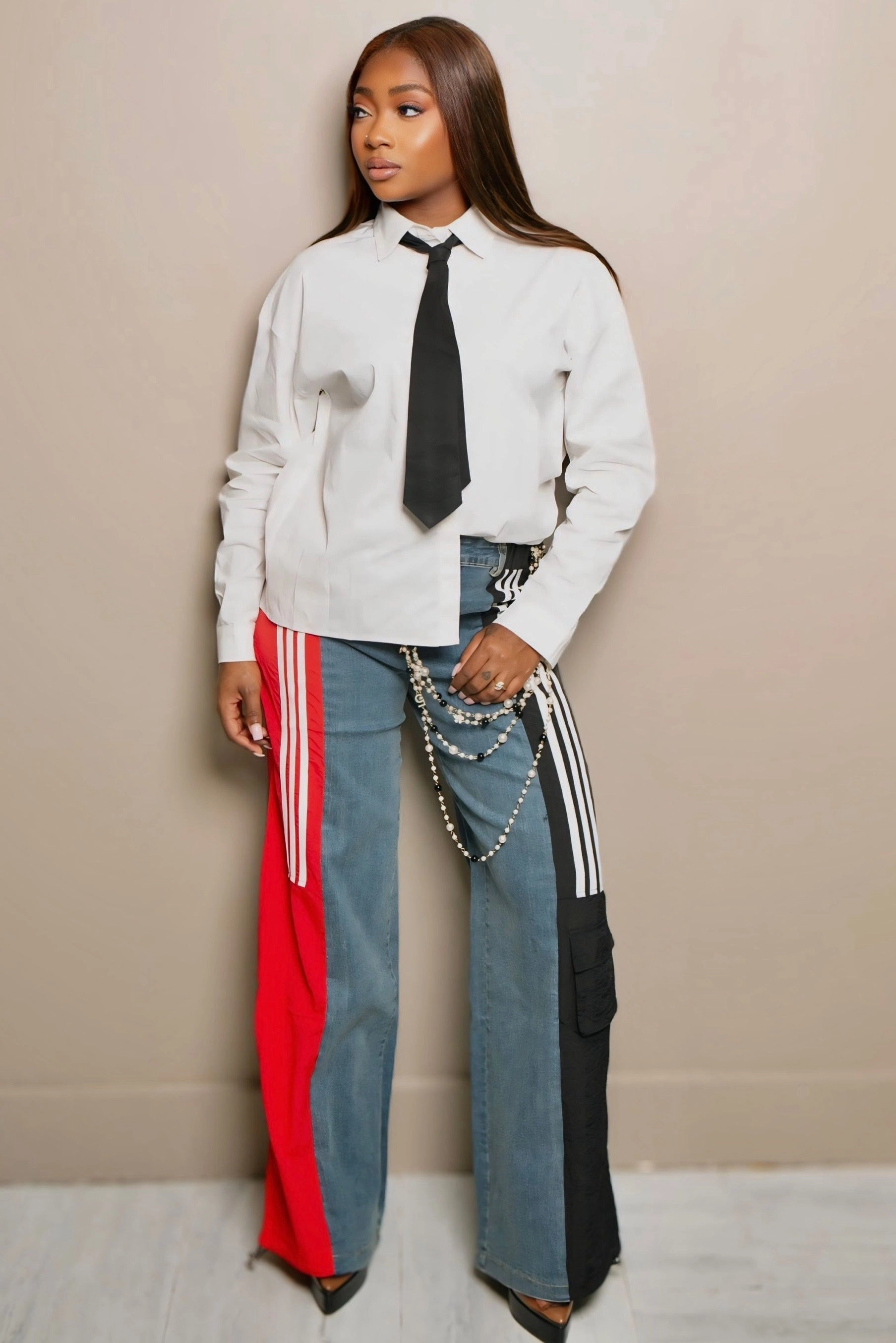 Soft Waistband Tanika Contrast Detail Denim Jogger Jeans