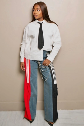 Tanika Contrast Detail Denim Jogger Jeans Minimal Vibe AbrasionResistantFabric