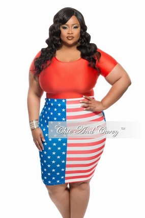 Final Sale Plus Size Skirt in Flag Print Quick Release Closure